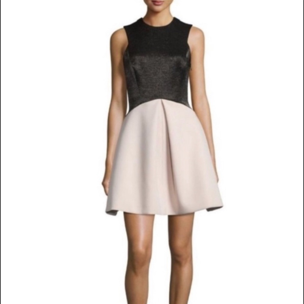 New Halston Heritage Dress 12 Black Fit Flare A00